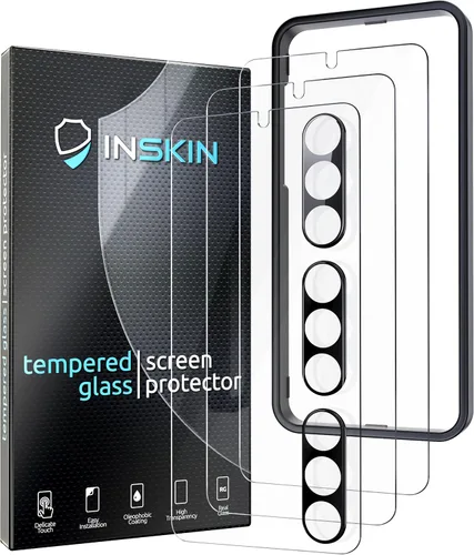 Vista 9 de Inskin Protector de pantalla de vidrio templado para Samsung Galaxy S23+/S23 Plus (6.6 pulgadas, 2023), paquete de 3+3 con protector de lente