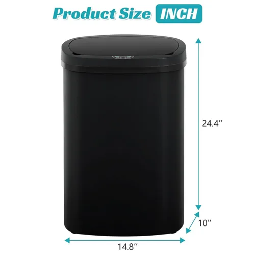 Vista 6 de Basurero de cocina con sensor de movimiento de 13 galones, cubo de basura con sensor automático de 50 L, cubo de basura inteligente con tapa