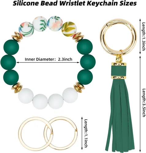 Vista 2 de Llavero pulsera de silicona con cuentas de silicona para mujer