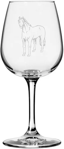 Vista 42 de Abaco Barb Body Horse - Copa de vino grabada multiusos (12.75 onzas) Unique Gifts for Horse Lovers, Personalized Wine Glasses, All-Purpose