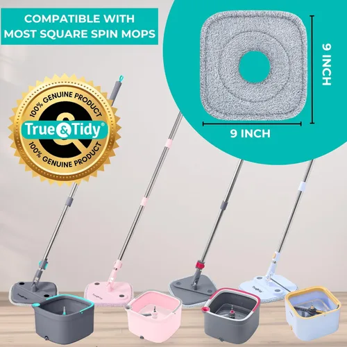 Vista 2 de Paquete de 6 repuestos de microfibra de 9 pulgadas de grosor para mopa y cubo TrueClean SPIN-800