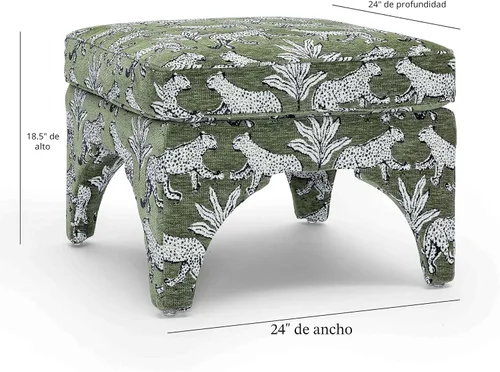 Vista 2 de Tov Furniture Raji Jacquard Otomana (Leopardo Verde Oliva)