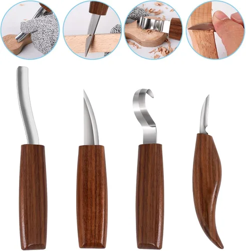Vista 3 de Kit de tallado de madera, 23 piezas de herramientas de tallado de madera con 4 cuchillos de tallado de madera, 6 cuchillos de detalle, 6 bloques
