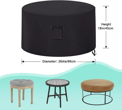 Vista 3 de ABCCANOPY Funda para otomana de patio, impermeable, resistente a los rayos UV, a prueba de polvo, fundas protectoras para muebles de césped, 26 Negro