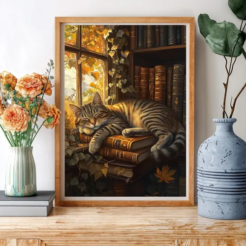 Vista 5 de NAIMOER Kits de arte de diamantes de gato para adultos principiantes, kit de pintura de diamante 5D, kit de mosaico de arte de gemas de taladro