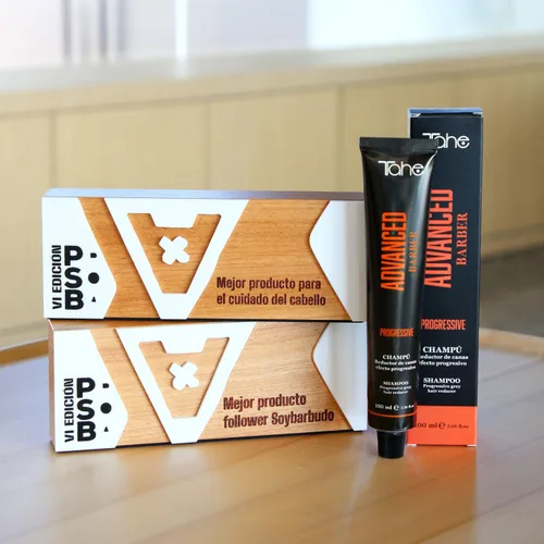 Vista 3 de Tahe Advanced Barber Progressive - Champú Reductor de Grises 3.4 fl oz - Marrón Natural, Hidrata y Revitaliza el Cabello