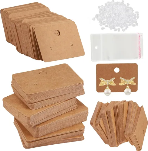 Vista 13 de Femtindo Tarjetas de exhibición de aretes con 100 tarjetas de aretes, 200 piezas de parte trasera de aretes y 100 bolsas autosellantes para venta