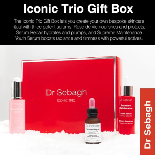 Vista 2 de Dr Sebagh Iconic Trio - Caja de regalo – Juego de sueros faciales de lujo – Suero hidratante para la cara con ácido hialurónico – Colección de suero