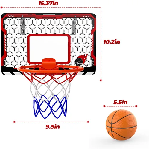 Vista 8 de Aro de Baloncesto Mini EagleStone para Puerta y Pared, Llanta Plegable con 3 Bolas y Bomba, Juego de Juguete de Baloncesto para Interiores