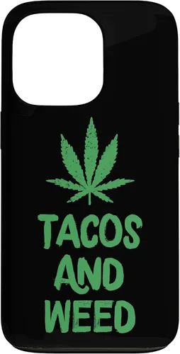 Vista 10 de Carcasa divertida para iPhone 16 Tacos y marihuana de marihuana envejecida