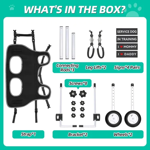 Vista 8 de Nasjac Silla de ruedas para perros para patas traseras, silla de ruedas Negro