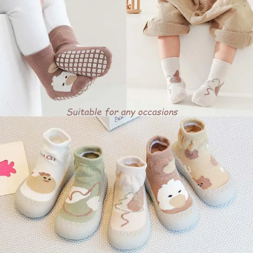 Vista 6 de HOVELL Baby First Walking Slipper - Calcetines antideslizantes para el suelo para niñas y niños, juego de 2 pares con calcetines antideslizantes