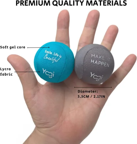 Vista 5 de Pelota de Estrés Yogi con Correa de Agarre para Dedos, Bola de Apretar para Alivio de la Ansiedad y Terapia de Manos, Entrenador de Fuerza de Agarre