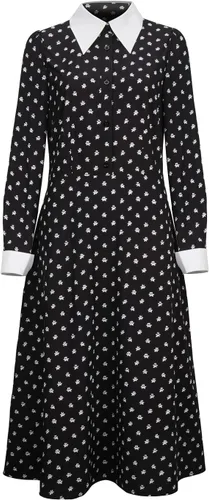 Vista 3 de FOGHORN Wednesday Addams Costume for Adult Women Kids Girls Long Sleeve Peter Pan Collar Black Dress Halloween Night Costume