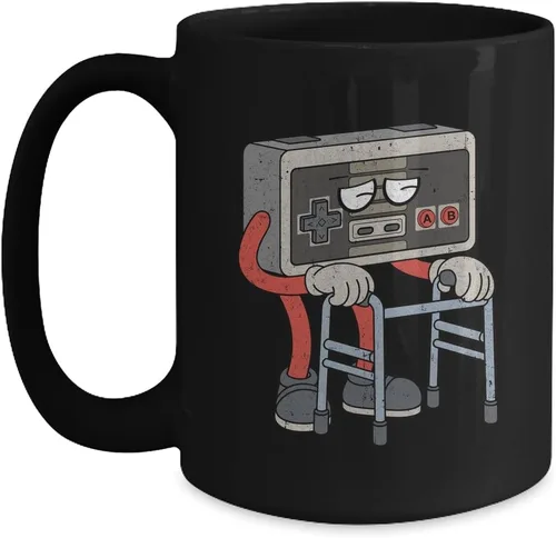 Vista 3 de TeesPure Funny Old Gamer Gaming Retro 80s 90s Video Game Old Gamer Mug Coffee Mug 11oz Black