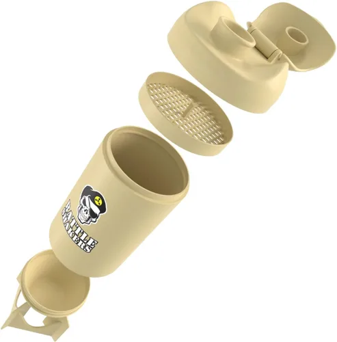 Vista 3 de Bomb Shaker Cup Botella agitadora con temática militar Taza de proteína a prueba de fugas con compartimento de almacenamiento Mezcla de polvos