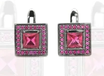 Vista 5 de Ethniq Gemma Collection - Aretes de lujo con un diseño glamoroso, con circonita cúbica de diamante en forma cuadrada, crea 50 piedras brillantes