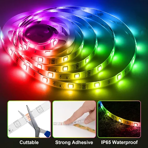 Vista 2 de Kit de tiras de luces LED, tira de luces LED RGB de 2 x 6.56 pies para retroiluminación LED de TV de 40 a 60 pulgadas, tira de luz que cambia