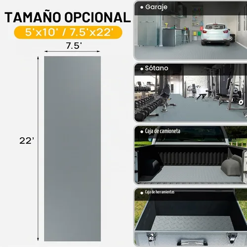 Vista 5 de TUFFIOM Tapete de garaje de 4 x 8 pies, placa de diamante grueso de PVC, rollo de suelo para debajo del automóvil, tapetes de estacionamiento
