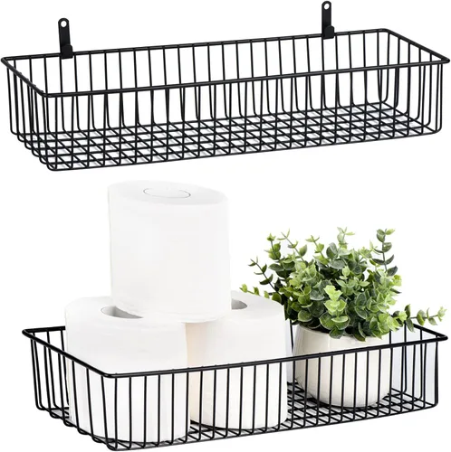 Vista 10 de Farmhouse Decor - Canasta organizadora de alambre de metal (1 unidad), almacenamiento de papel higiénico, organización y almacenamiento para baño