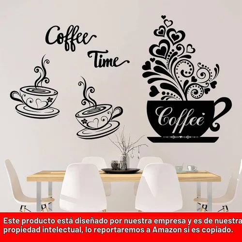 Vista 3 de Calcomanías de pared para cocina, vinilo para café, té, calcomanías