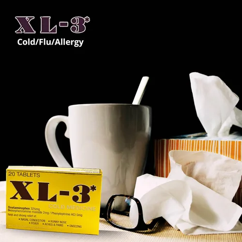 Vista 8 de XL-3 Cold Medicine, Medicamento Antigripal para el rápido alivio de la Congestión Nasal, Fiebre, Dolor, Estornudos, Escurrimiento Nasal, 20 Tabletas