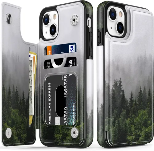 Vista 158 de LETO para iPhone 15 Pro Funda tipo cartera - Tapa tipo folio con patada - Diseños de moda - Tarjetero - Funda protectora para mujeres y niñas - 6.1
