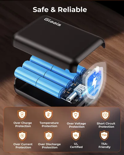 Vista 6 de Glaais Chaleco térmico de 5 V, 7,4 V, 18400 mAh, batería compatible con ORORO, batería para chaleco térmico con LED, batería recargable