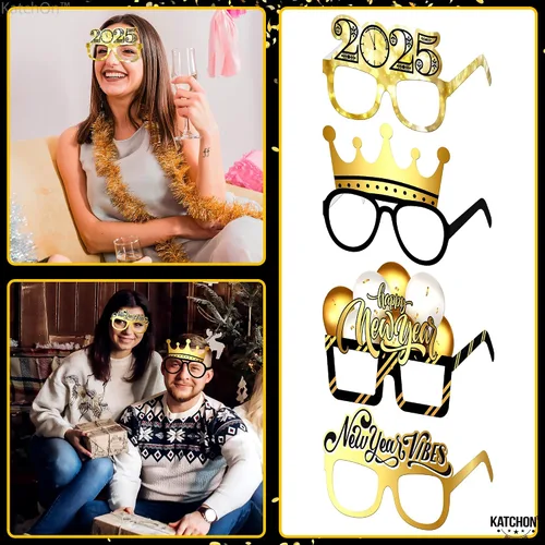 Vista 5 de KatchOn, Gafas de feliz año nuevo 2025 – Paquete de 12, gafas de fiesta de Año Nuevo 2025 Gafas de feliz Año Nuevo, decoraciones de Año Nuevo 2025
