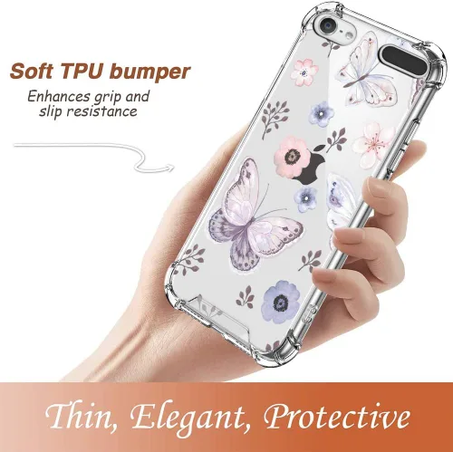 Vista 5 de ZIYE Funda protectora transparente compatible con iPod Touch 7ª generación, iPod Touch 6 5, funda protectora a prueba de golpes para iPod Touch
