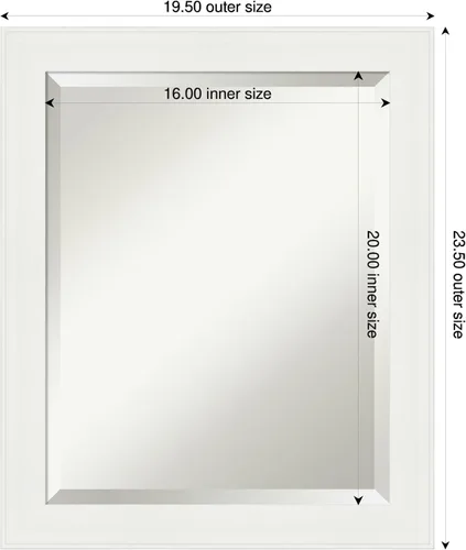 Vista 2 de Amanti Art Espejo de tocador de baño de 24 x 20 pulgadas, marco estrecho blanco tocador, espejo de pared rectangular, borde biselado, se cuelga