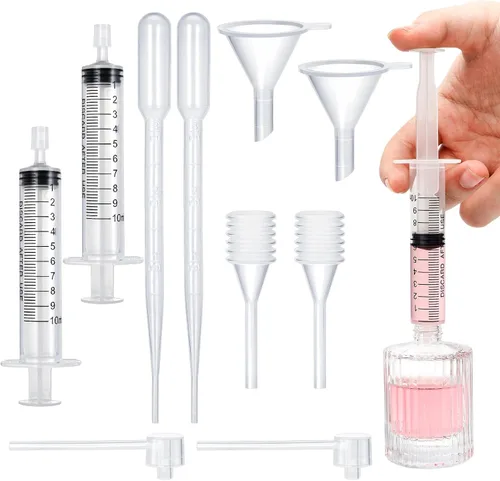 Vista 10 de 10 piezas de kit de herramientas de recarga de perfume, herramientas de transferencia de dispensador de perfume de plástico, juego de herramientas