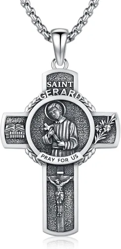Vista 67 de 925 Sterling Silver Patron Saint Amulet Necklace for Men Women plateado