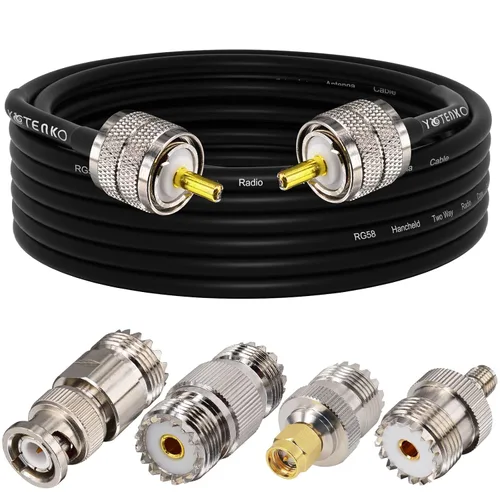 Vista 43 de Cable de puente PL259 de 1 pie - Cable coaxial RG58 de 15 pulgadas corto 50 ohmios coaxial para medidor SWR radio de radioaficionado radio CB