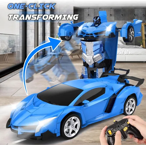Vista 3 de Transform - Coche de juguete a control remoto para niños de 4 a 8 años, auto a control remoto para niños de 4 a 7 años, autos transformables
