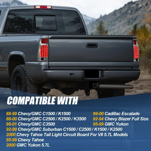 Vista 6 de Juego de luces traseras LED para Chevy GMC series C/K, Transparente (Chrome Clear)
