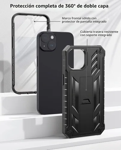 Vista 2 de FNTCASE Funda para iPhone 14 Plus: Cubierta protectora resistente de grado militar para teléfono celular con soporte y protección incorporada