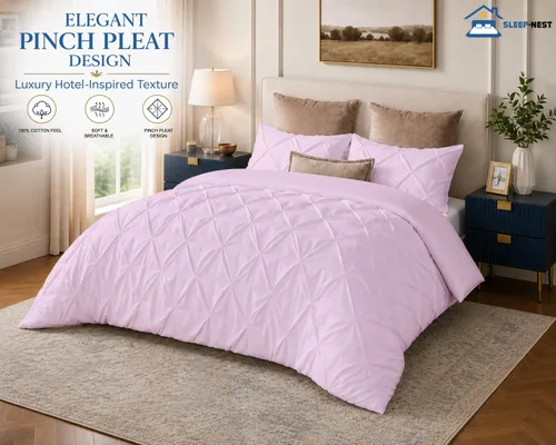 Vista 2 de SLEEP-NEST Luxuries - Funda de edredón plisada decorativa, tamaño individual/individual XL, 68 x 90 pulgadas, 3 piezas, con cierre de cremallera