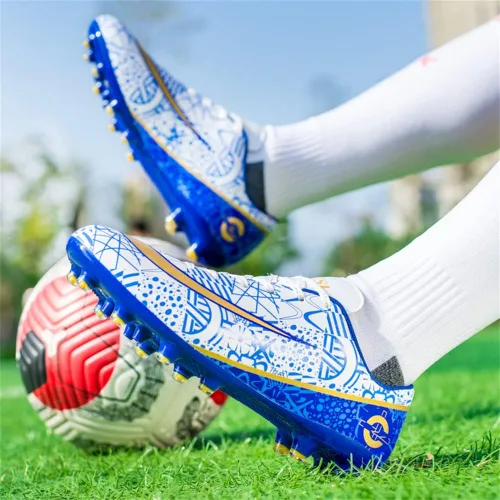 Vista 4 de KAEAEILSS Botas de fútbol para hombre, zapatos de fútbol, zapatos de punta, zapatos cómodos para adultos, atléticas, al aire libre