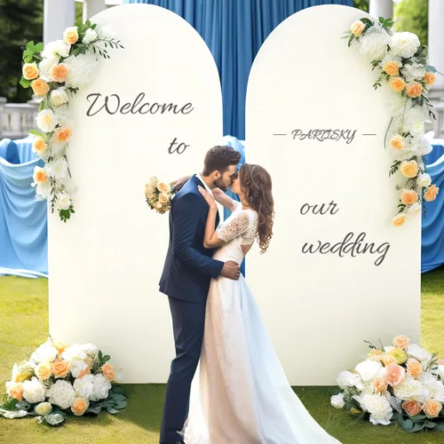 Vista 36 de Baby Blue Arch Backdrop Cover, 6FT Spandex Fitted Wedding Arch Stand Covers Round Top Chiara Backdrop Cover for Birthday Party Ceremony Banquet Azul