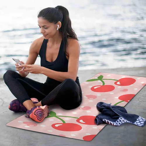 Vista 6 de Tapete de yoga plegable, tapete de ejercicio antideslizante para mujeres y hombres, tapete de entrenamiento de pilates, con bolsa de almacenamiento