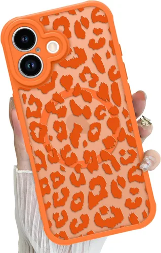Vista 86 de Funda magnética para iPhone 17 Pro [compatible con MagSafe], bonita funda de moda con estampado de leopardo negro, translúcida, mate, parte trasera