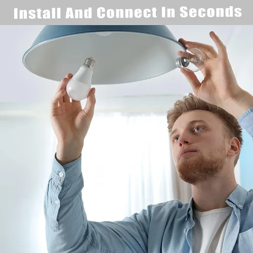 Vista 6 de Homevenus HVS - Bombillas inteligentes de 9 W, A19 E26, regulables, regulables, luz LED blanca cálida fría de 2500 K-6500 K, control por aplicación