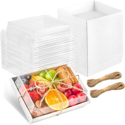 Vista 8 de Kucoele Paquete de 50 cajas de papel para embutidos de 7 x 5 pulgadas con Marrón