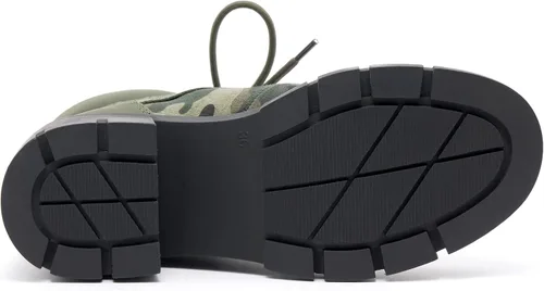 Vista 5 de REDTOP Botas de combate para mujer con suela de lengüeta gruesa, botas de tobillo con cordones y hebilla casual