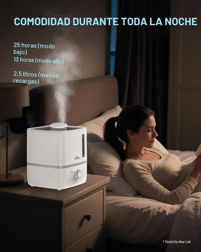 Vista 2 de Humidificadores Bear para Dormitorio, Humidificadores de Niebla Fría de 2.5L y Difusor de Aceites, Humidificadores Rápidos y Silenciosos para Toda