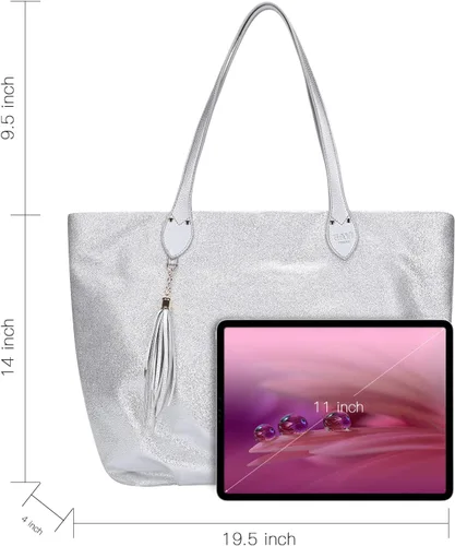 Vista 2 de GAYI URBAN - Bolsa de mano con purpurina para mujer, bolso de mano de oropel brillante, bolso de hombro grande con lentejuelas