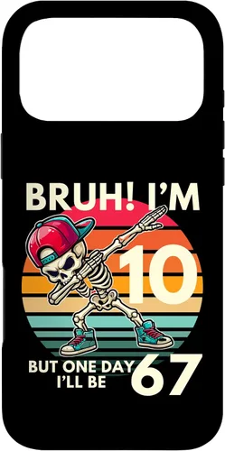 Vista 22 de Bruh I'm 10 But One-Day I'll Be 67 Retro 10th Birthday Kids Case for iPhone 17