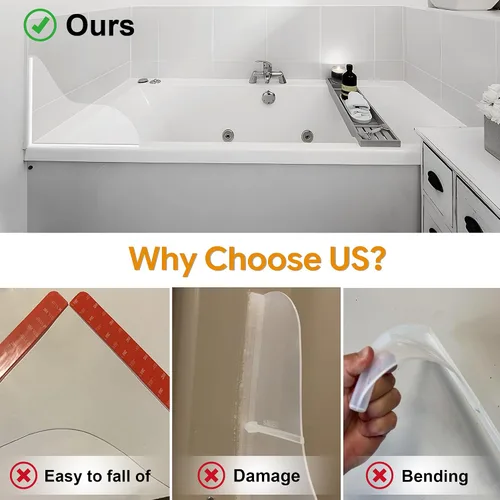 Vista 6 de UIOCSSC Protector contra salpicaduras de ducha, paquete de 2 protectores de salpicaduras de agua para bañera de silicona, autoadhesivos