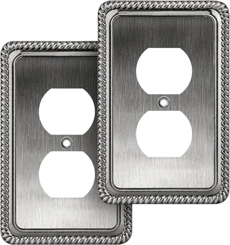 Vista 30 de Henne Bery Rope Edge - Placa decorativa de pared para interruptor (placa lisa, 2 unidades, bronce antiguo)